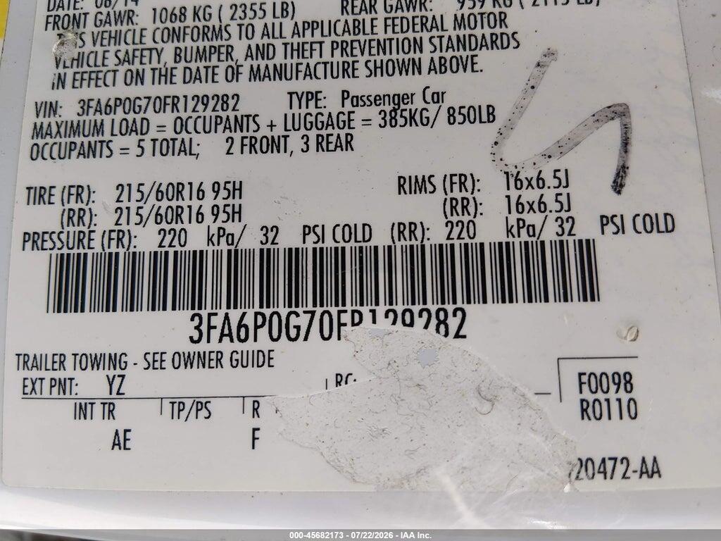 3FA6P0G70FR129282 2015 FORD FUSION photo no. 9