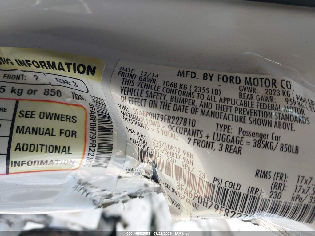 3FA6P0H79FR227810 2015 FORD FUSION photo no. 9