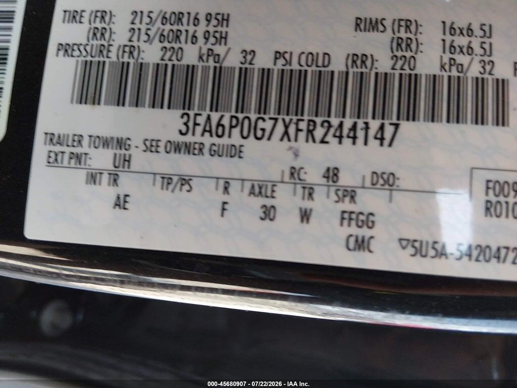 3FA6P0G7XFR244147 2015 FORD FUSION photo no. 9