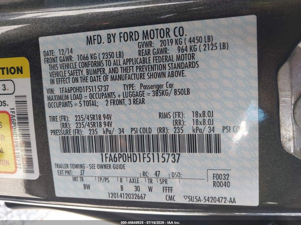 1FA6P0HD1F5115737 2015 FORD FUSION photo no. 9