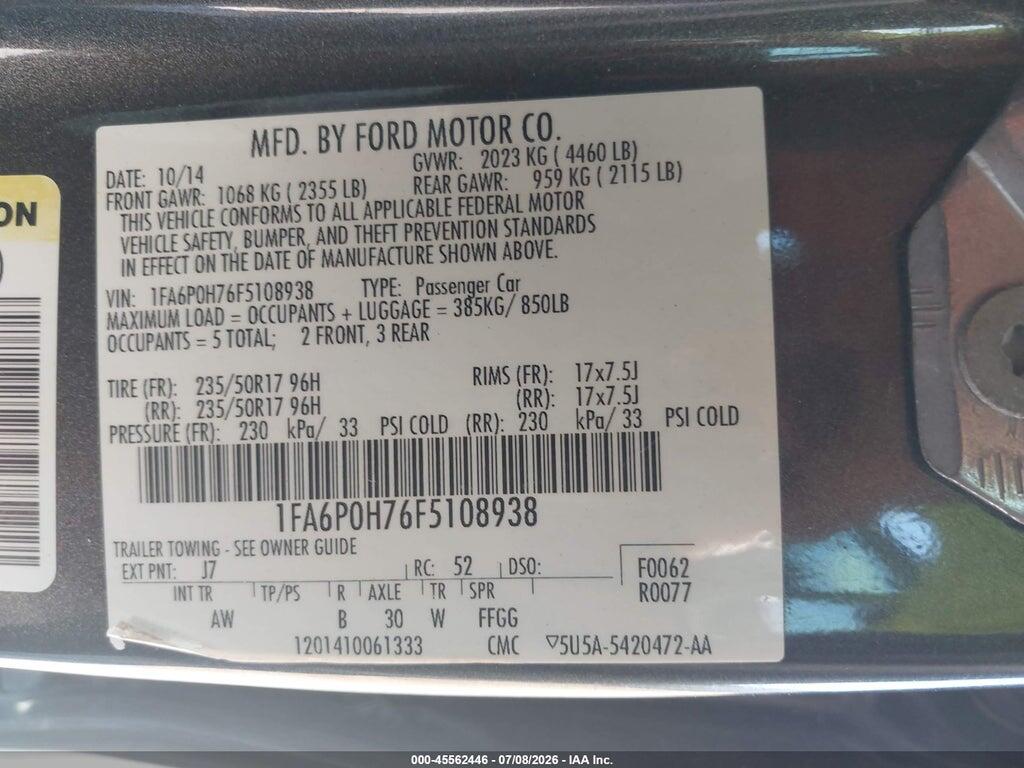 1FA6P0H76F5108938 2015 FORD FUSION photo no. 9