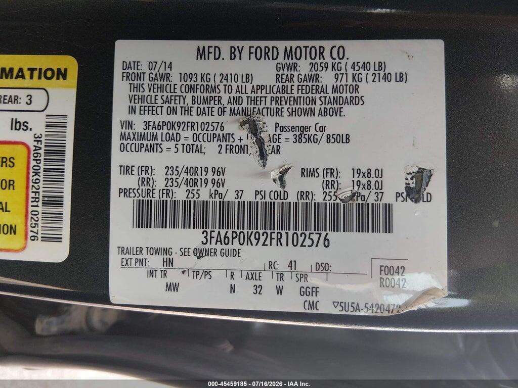 3FA6P0K92FR102576 2015 FORD FUSION photo no. 9