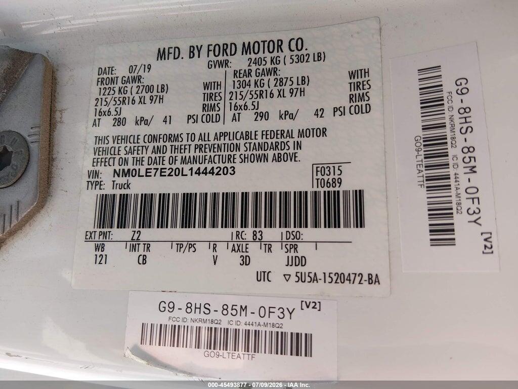 NM0LE7E20L1444203 2020 FORD TRANSIT CONNECT photo no. 9