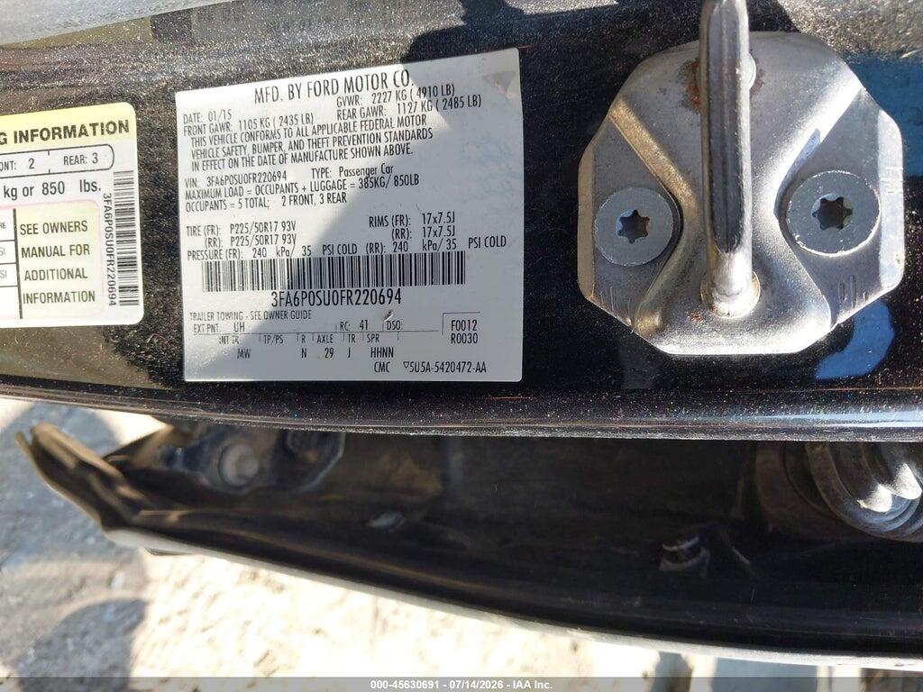 3FA6P0SU0FR220694 2015 FORD FUSION ENERGI photo no. 9