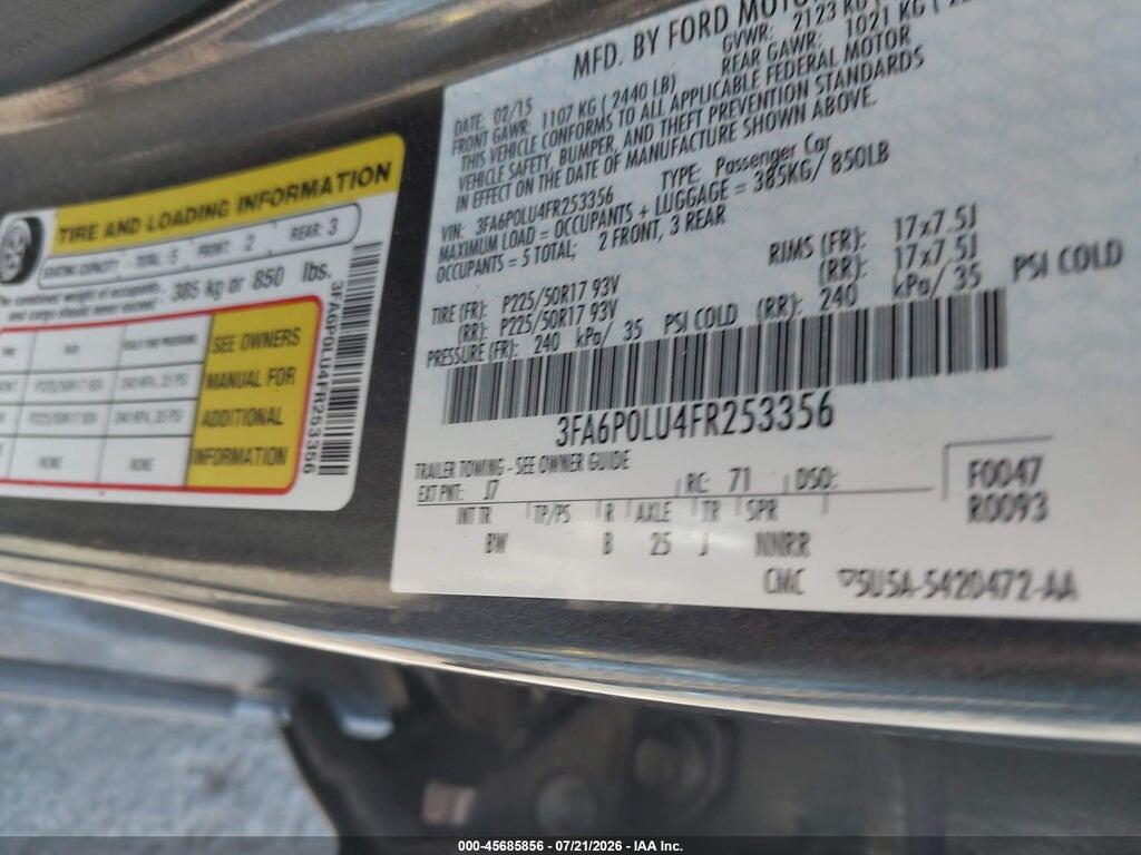 3FA6P0LU4FR253356 2015 FORD FUSION HYBRID photo no. 9