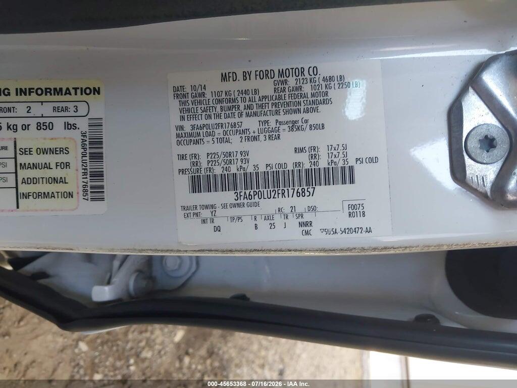 3FA6P0LU2FR176857 2015 FORD FUSION HYBRID photo no. 9