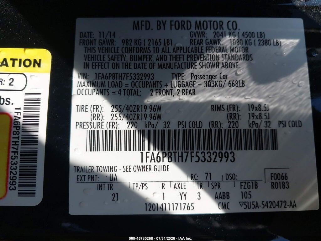 1FA6P8TH7F5332993 2015 FORD MUSTANG photo no. 9