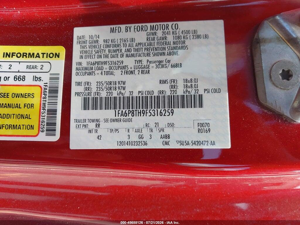 1FA6P8TH9F5316259 2015 FORD MUSTANG photo no. 9