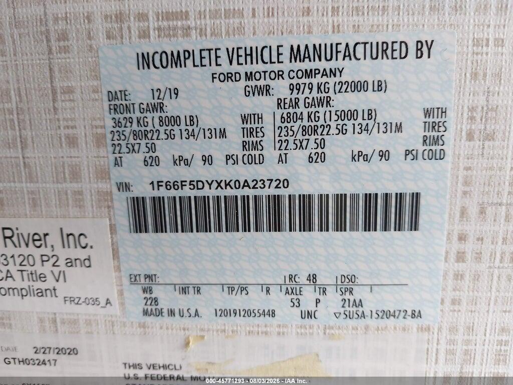 1F66F5DYXK0A23720 2019 FORD F53 photo no. 9