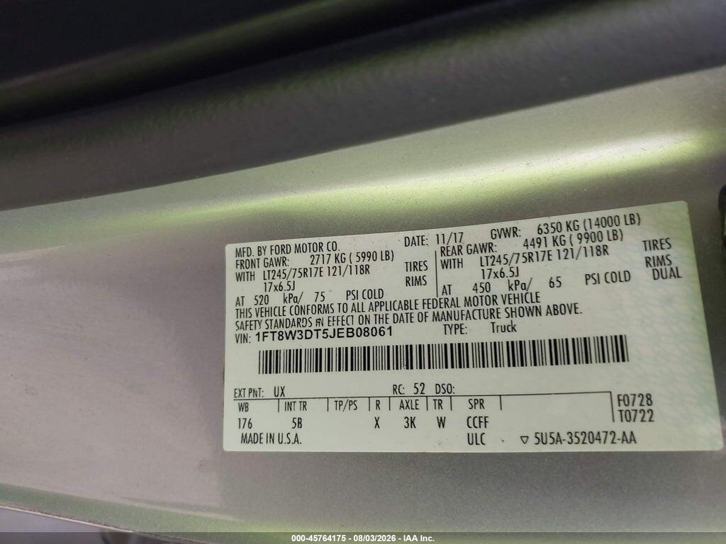1FT8W3DT5JEB08061 2018 FORD F-350 photo no. 8