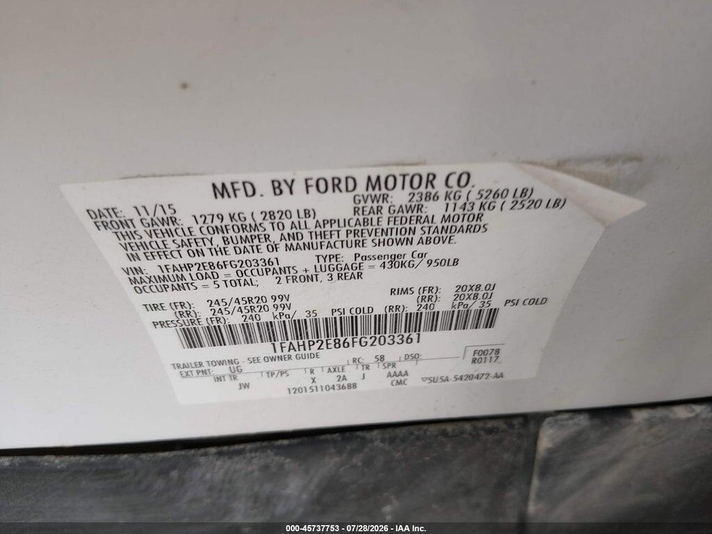 1FAHP2E86FG203361 2015 FORD TAURUS photo no. 9