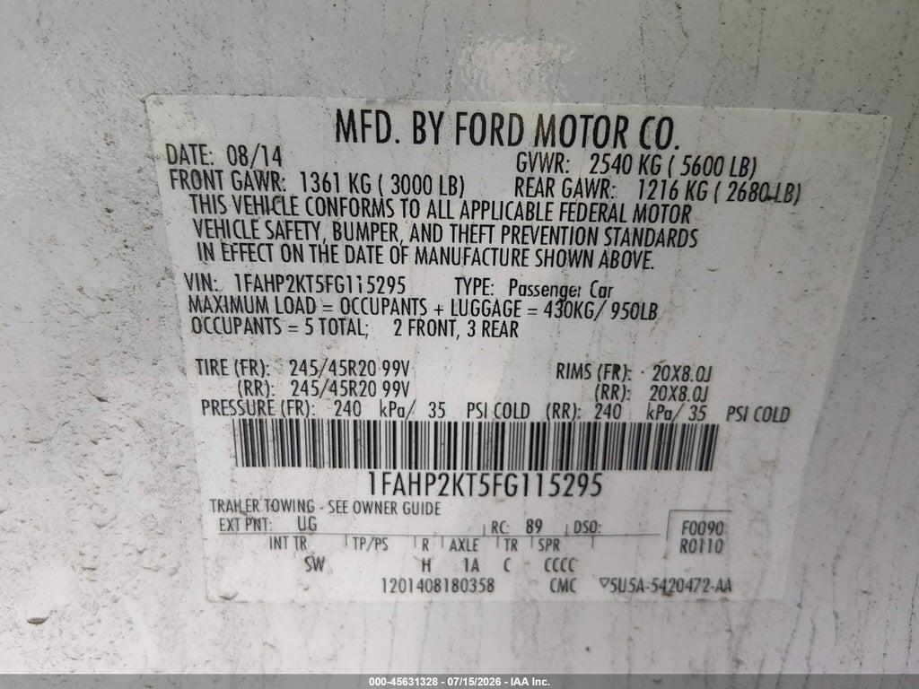 1FAHP2KT5FG115295 2015 FORD TAURUS photo no. 9