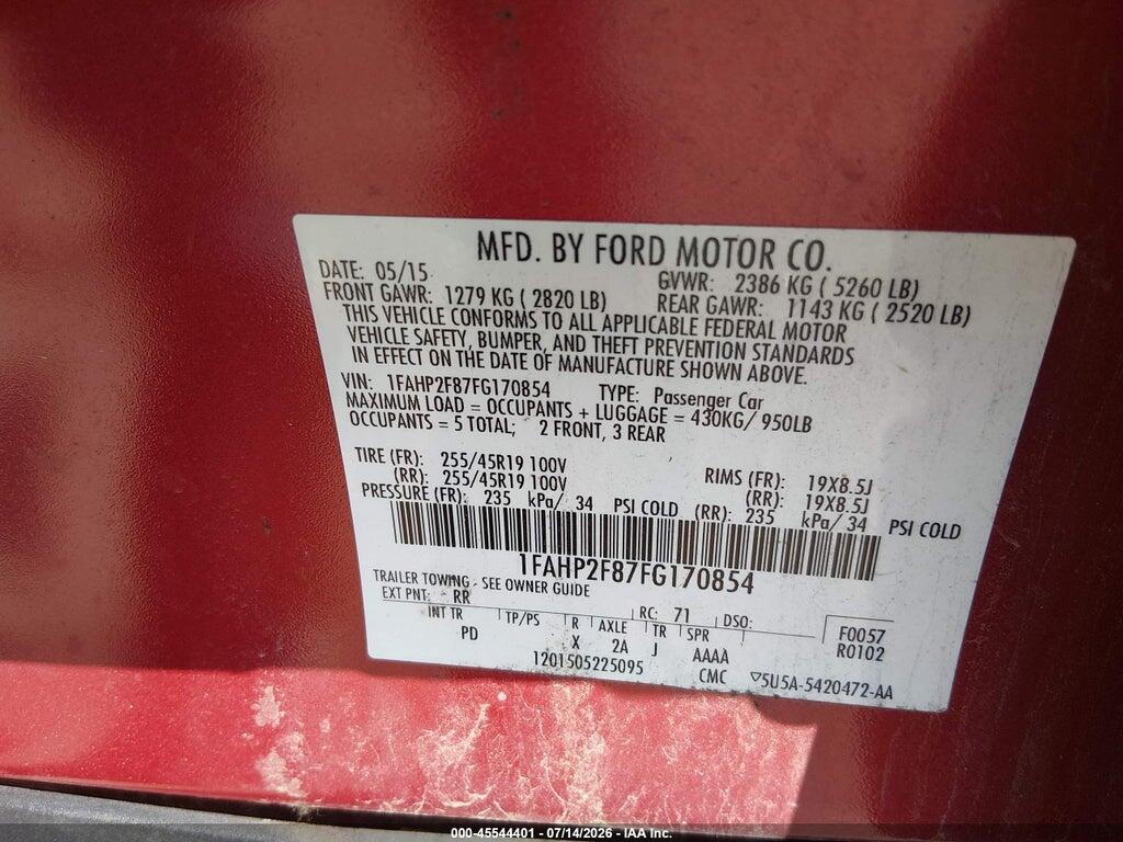 1FAHP2F87FG170854 2015 FORD TAURUS photo no. 9
