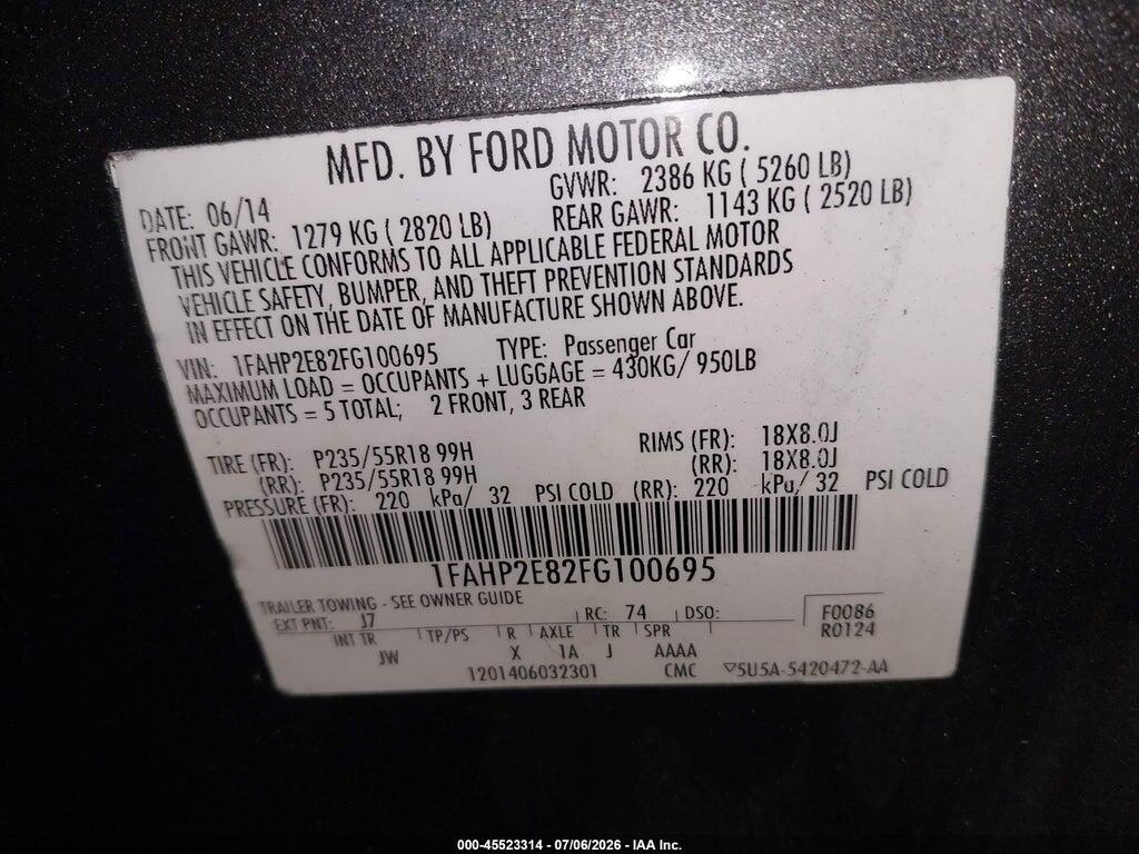 1FAHP2E82FG100695 2015 FORD TAURUS photo no. 9