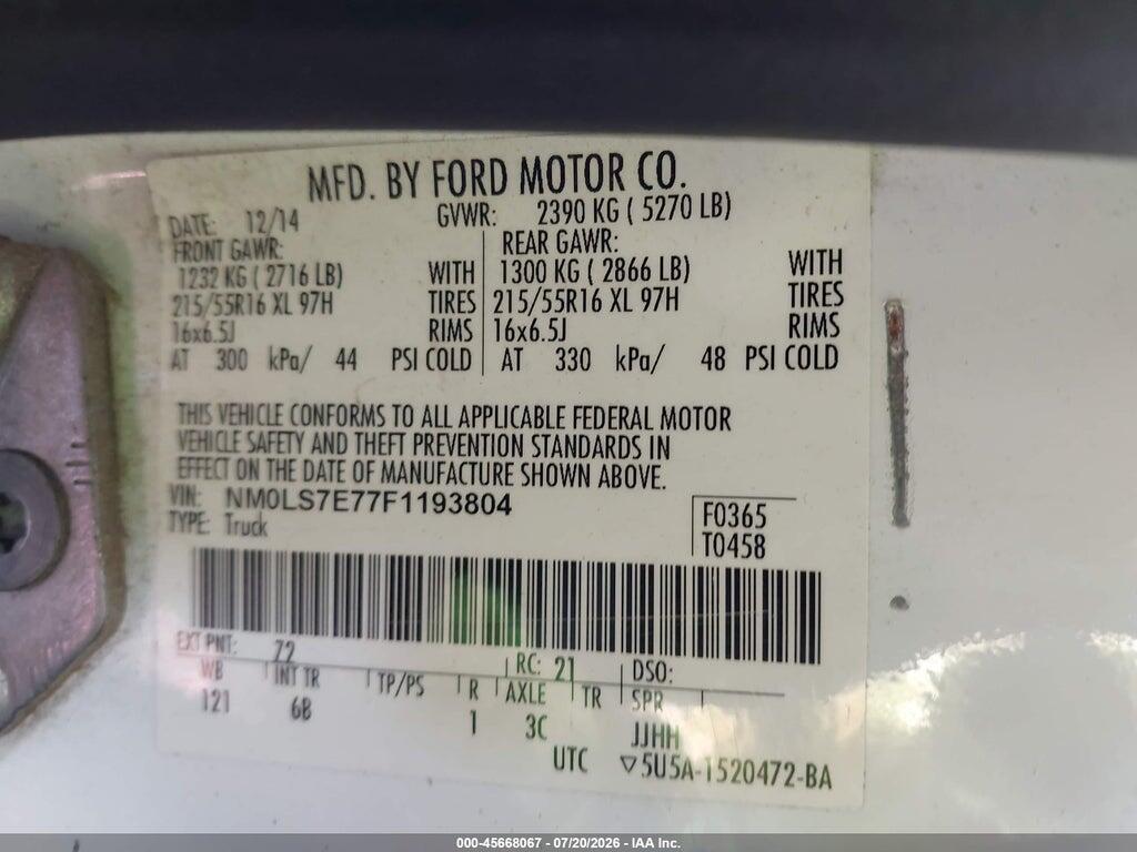 NM0LS7E77F1193804 2015 FORD TRANSIT CONNECT photo no. 9