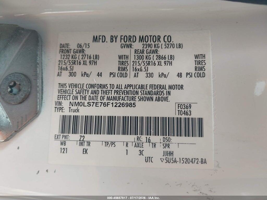 NM0LS7E76F1226985 2015 FORD TRANSIT CONNECT photo no. 9