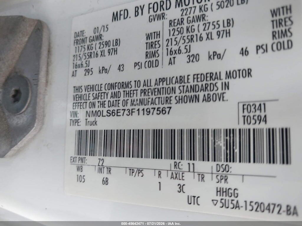 NM0LS6E73F1197567 2015 FORD TRANSIT CONNECT photo no. 9