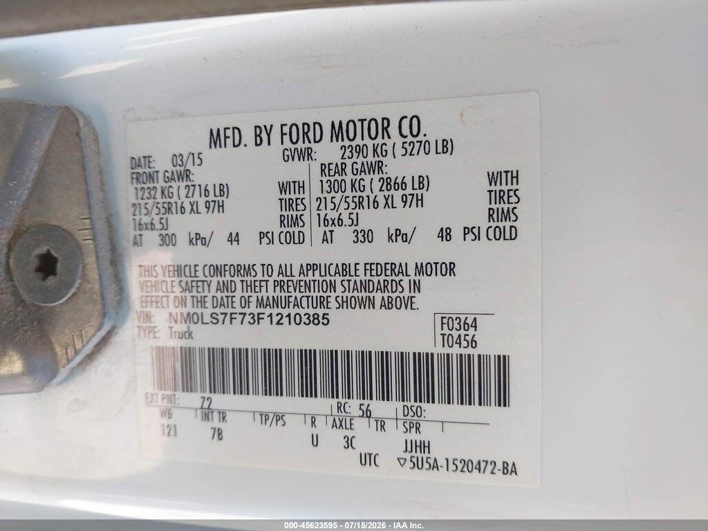 NM0LS7F73F1210385 2015 FORD TRANSIT CONNECT photo no. 9