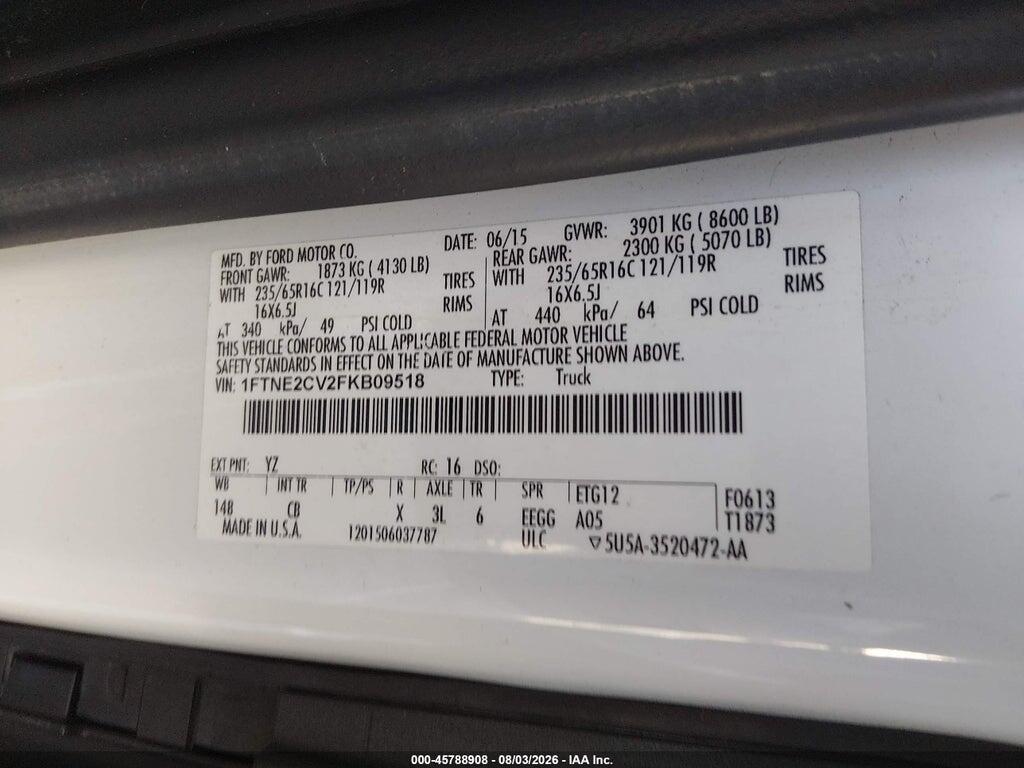 1FTNE2CV2FKB09518 2015 FORD TRANSIT-150 photo no. 9