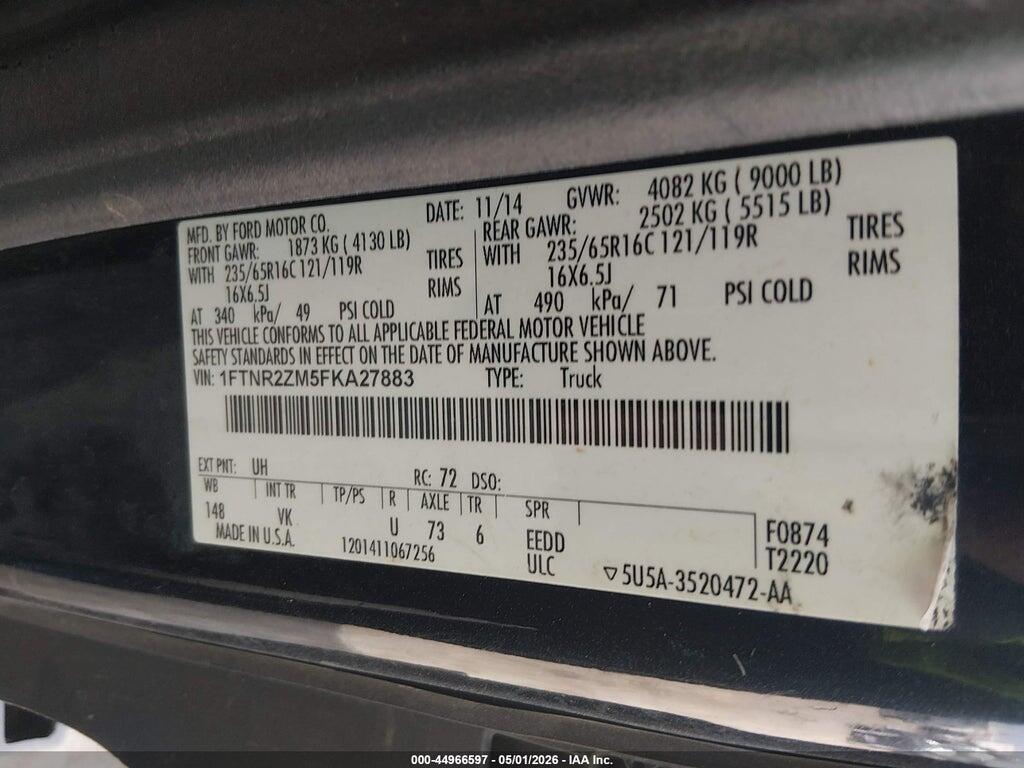 1FTNR2ZM5FKA27883 2015 FORD TRANSIT-250 photo no. 9