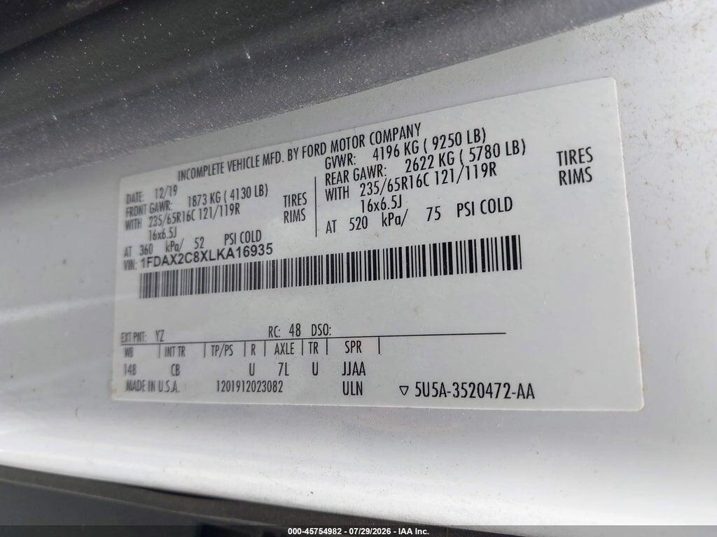 1FDAX2C8XLKA16935 2020 FORD TRANSIT-350 PASSENGER VAN photo no. 9