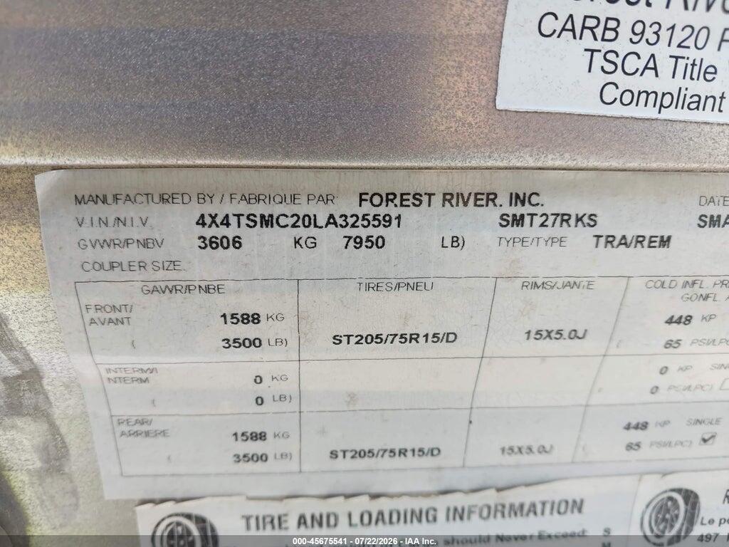 4X4TSMC20LA325591 2020 FOREST RIVER SALEM 27RKS photo no. 9