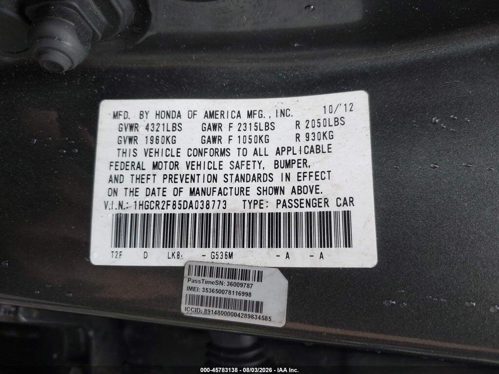 1HGCR2F85DA038773 2013 HONDA ACCORD photo no. 9