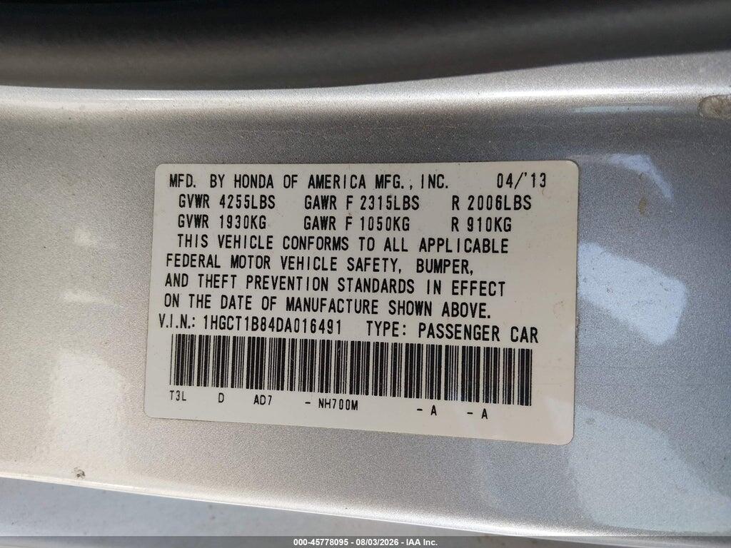 1HGCT1B84DA016491 2013 HONDA ACCORD photo no. 9