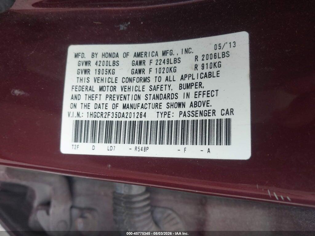1HGCR2F35DA201264 2013 HONDA ACCORD photo no. 9