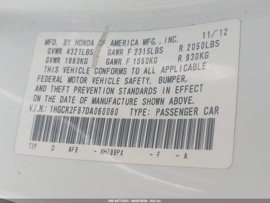 1HGCR2F87DA060080 2013 HONDA ACCORD photo no. 9
