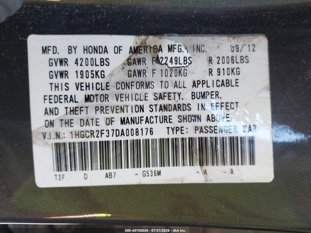 1HGCR2F37DA008176 2013 HONDA ACCORD photo no. 9