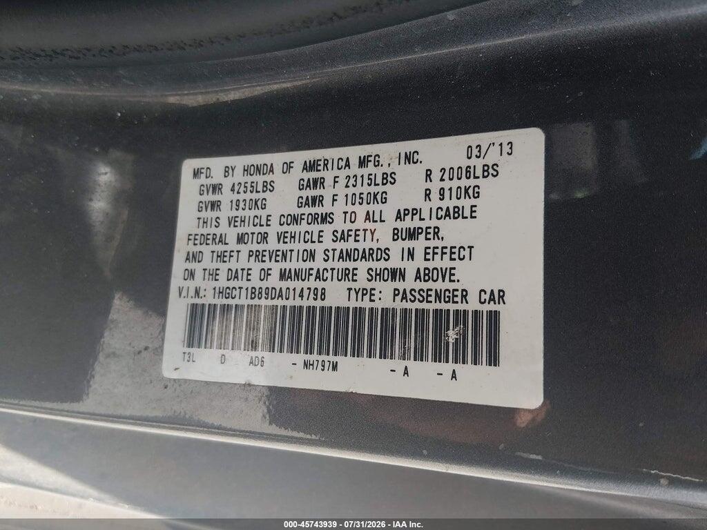 1HGCT1B89DA014798 2013 HONDA ACCORD photo no. 9