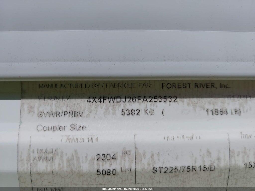 4X4FWDJ26FA253533 2015 FOREST RIVER OTHER photo no. 9