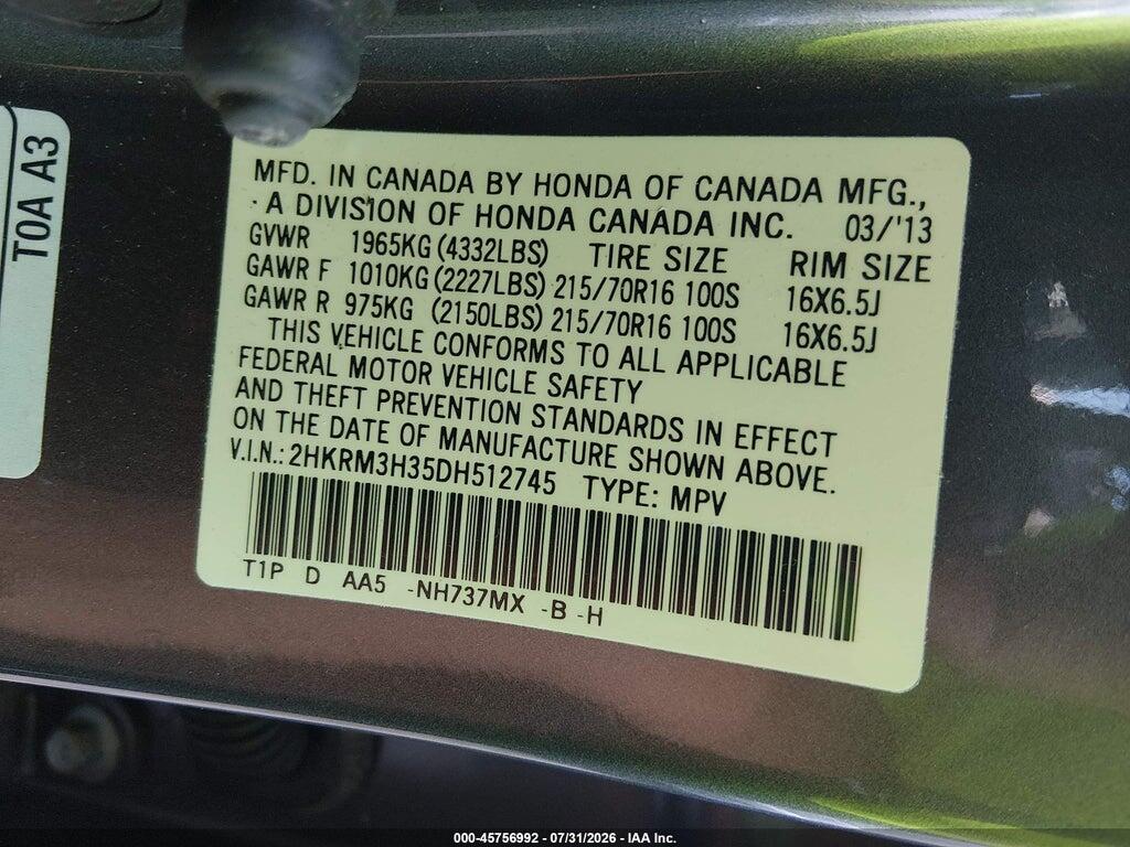 2HKRM3H35DH512745 2013 HONDA CR-V photo no. 9