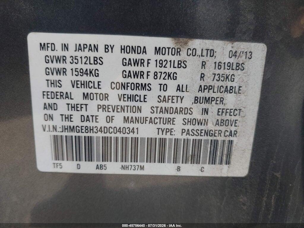 JHMGE8H34DC040341 2013 HONDA FIT photo no. 9
