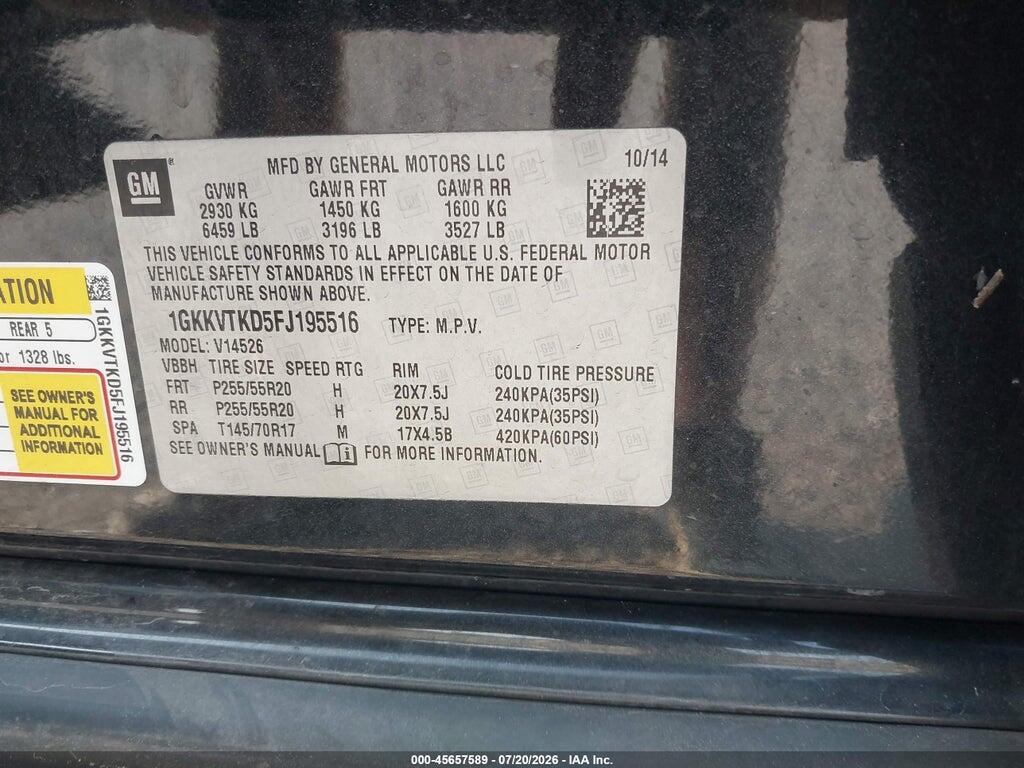 1GKKVTKD5FJ195516 2015 GMC ACADIA photo no. 9