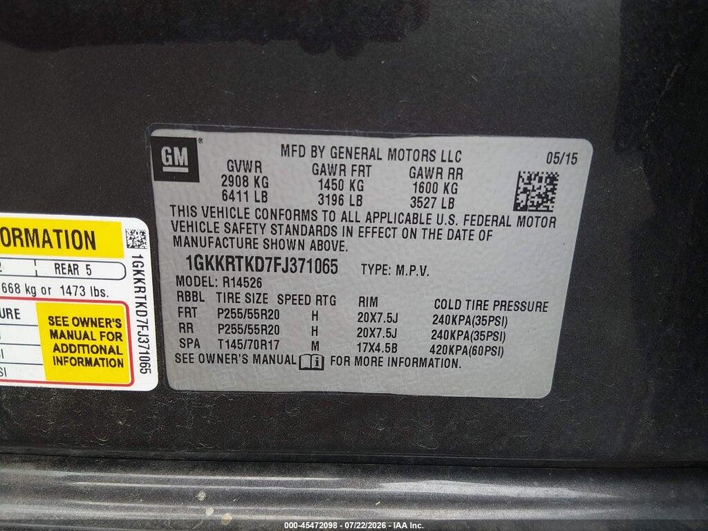 1GKKRTKD7FJ371065 2015 GMC ACADIA photo no. 9