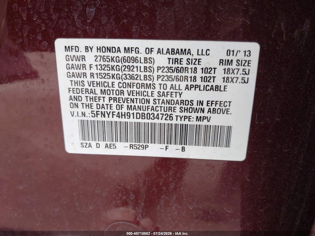 5FNYF4H91DB034726 2013 HONDA PILOT photo no. 9