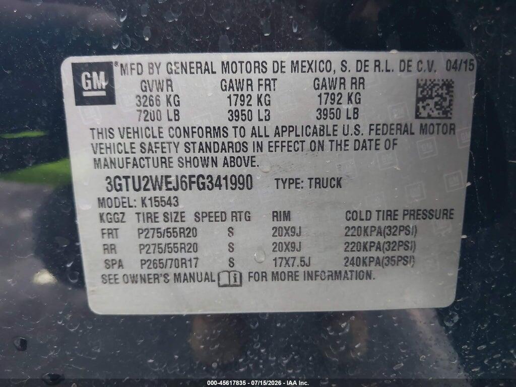 3GTU2WEJ6FG341990 2015 GMC SIERRA 1500 photo no. 9