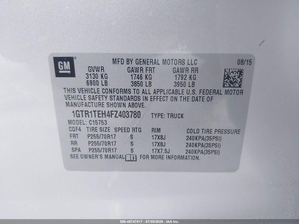 1GTR1TEH4FZ403780 2015 GMC SIERRA 1500 photo no. 9