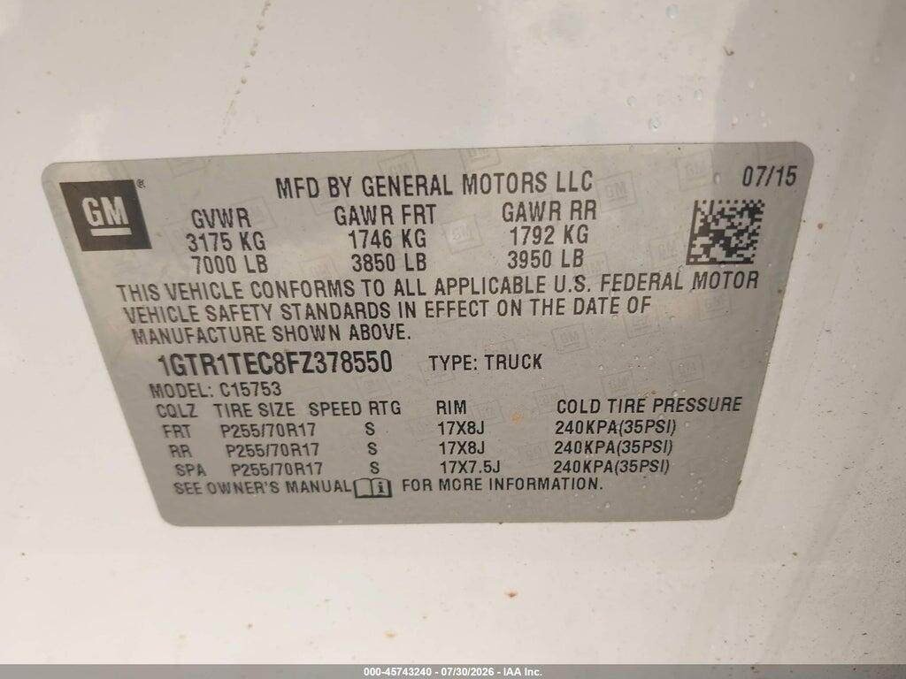 1GTR1TEC8FZ378550 2015 GMC SIERRA 1500 photo no. 9