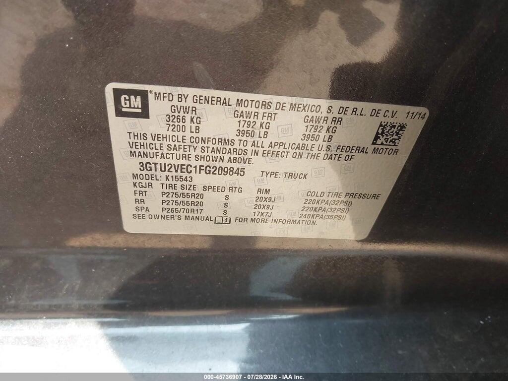 3GTU2VEC1FG209845 2015 GMC SIERRA 1500 photo no. 9