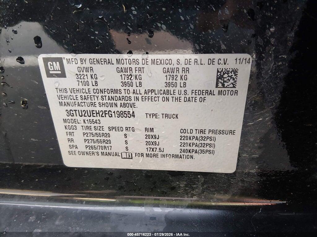 3GTU2UEH2FG198554 2015 GMC SIERRA 1500 photo no. 9