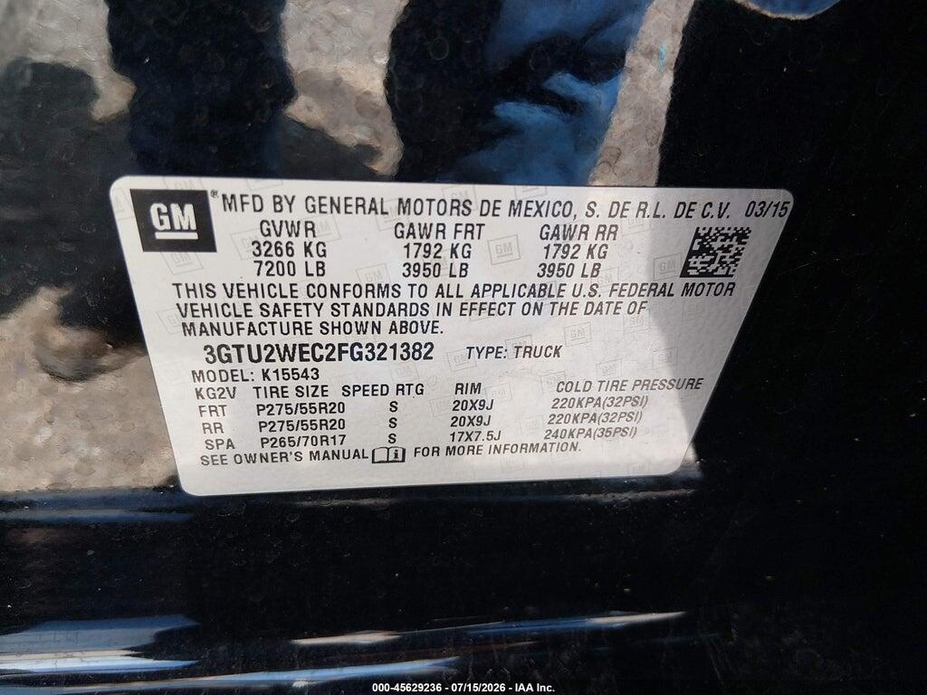 3GTU2WEC2FG321382 2015 GMC SIERRA 1500 photo no. 9