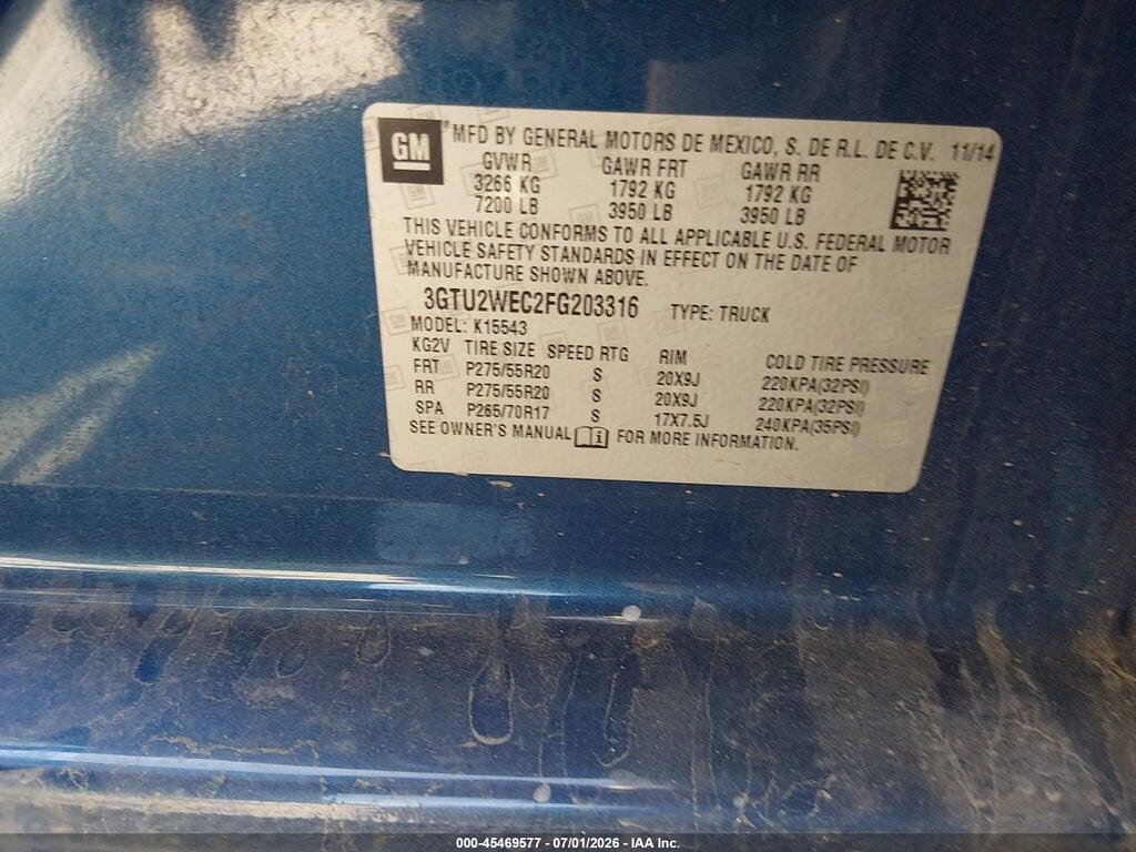 3GTU2WEC2FG203316 2015 GMC SIERRA 1500 photo no. 9