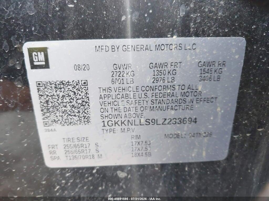 1GKKNLLS9LZ233694 2020 GMC ACADIA photo no. 9