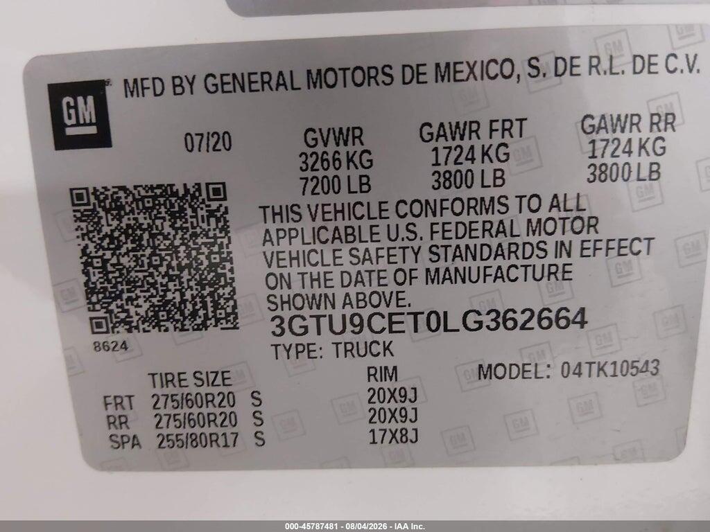 3GTU9CET0LG362664 2020 GMC SIERRA 1500 photo no. 9