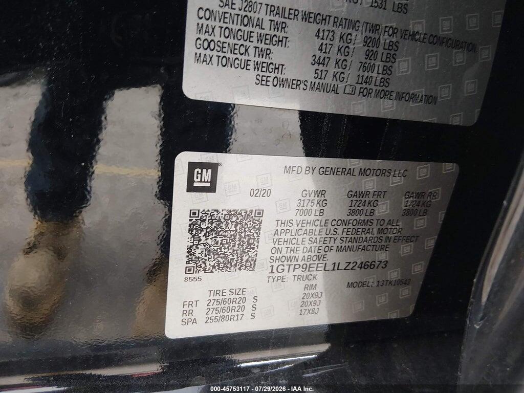 1GTP9EEL1LZ246673 2020 GMC SIERRA 1500 photo no. 9