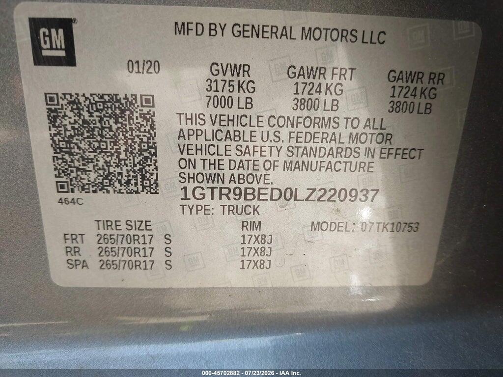 1GTR9BED0LZ220937 2020 GMC SIERRA 1500 photo no. 9