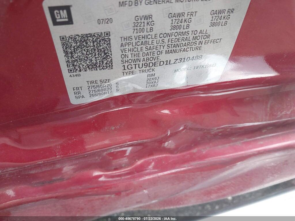 1GTU9DED1LZ310488 2020 GMC SIERRA 1500 photo no. 9